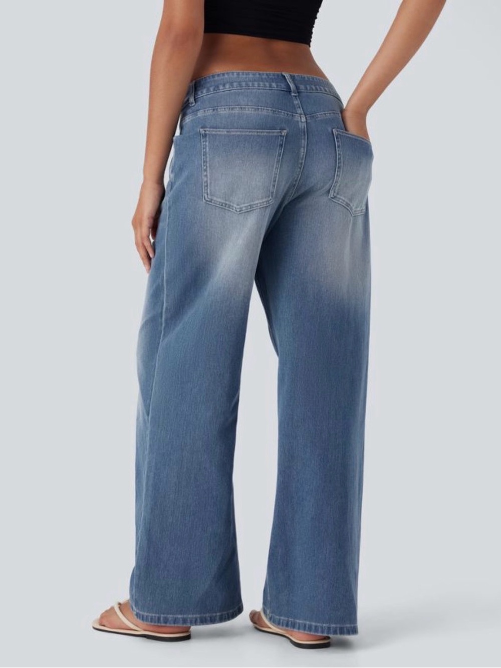NWOT Halara Flex Asymmetric Low Rise Baggy Wide Leg Jeans - Picture 2 of 5